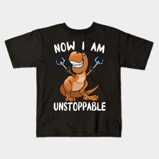 T-Rex Dinosaur Now I Am Unstoppable Kids T-Shirt